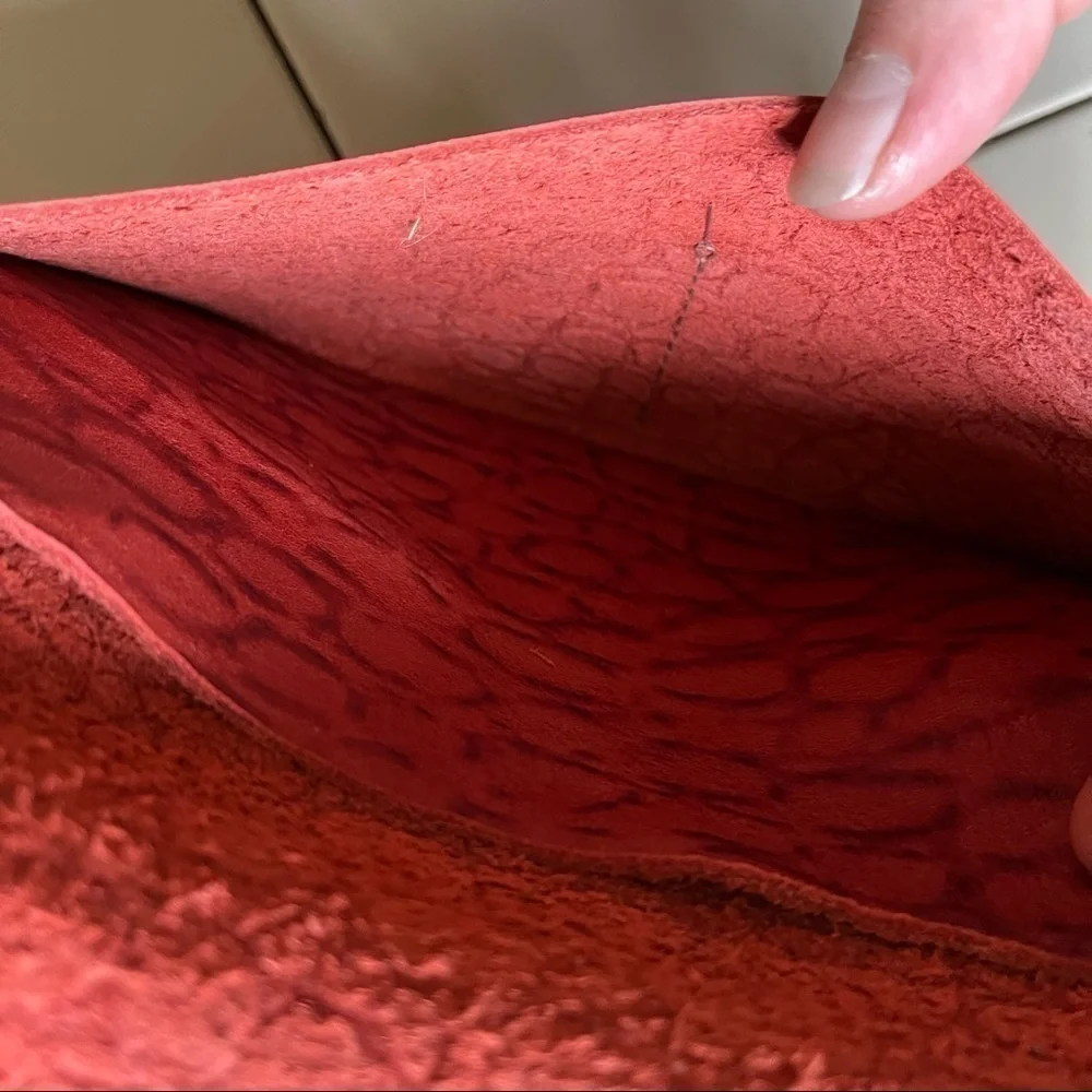 Leather Clutch Wallet in Red Brick